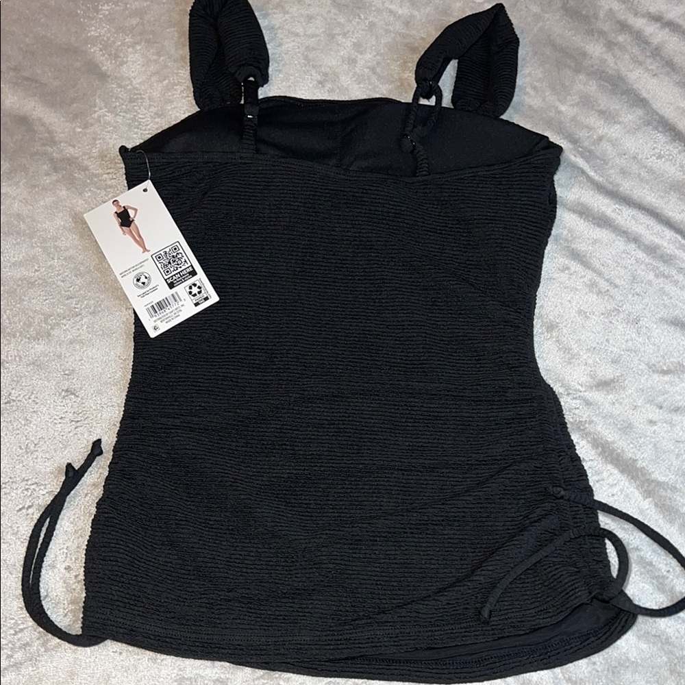 Members Mark Elegant Black Textured Tankini Swim Top - Picture 2 of 8